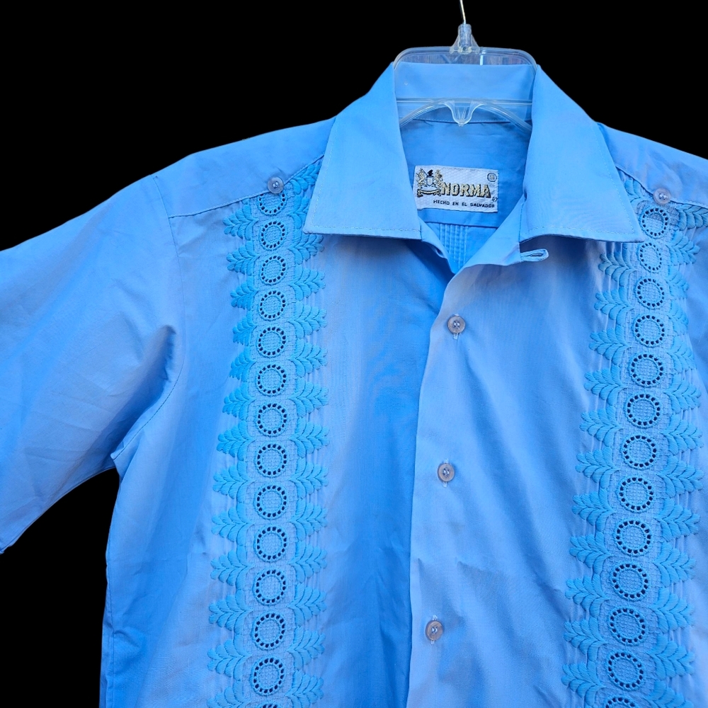 Light Blue Short Sleeve Shirt Men Size S - Picture 7 of 15
